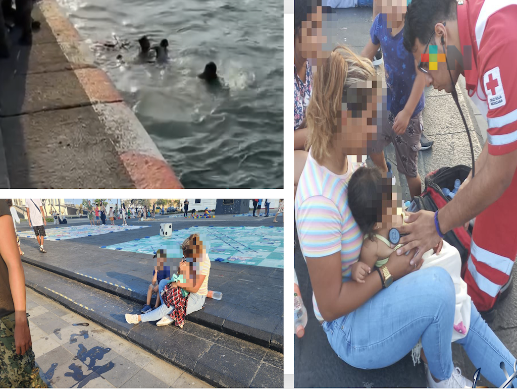 Personal naval rescata a una menor que cayó al mar en paseo del Malecón de Veracruz